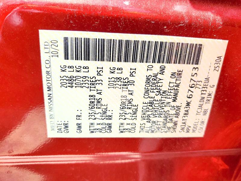 2021 Nissan Rogue მანქანა იყიდება აუქციონზე, vin: 5N1AT3BA3MC676753, აუქციონის ნომერი: 56305146