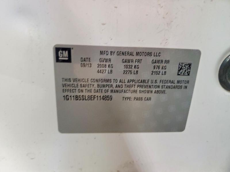 2014 Chevrolet Malibu მანქანა იყიდება აუქციონზე, vin: 1G11B5SL8EF114859, აუქციონის ნომერი: 99155525