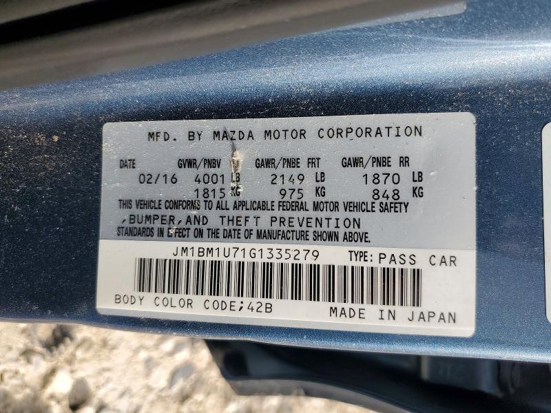 Aukcja sprzedaży 2016 Mazda 3, vin: JM1BM1U71G1335279, numer aukcji: 56860706