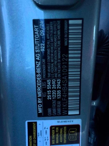 Продаж на аукціоні авто 2025 Mercedes-benz E, vin: W1KLF4HB4SA109122, номер лоту: 59375736