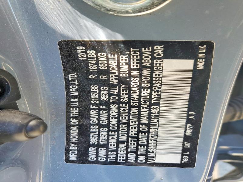 57727056 :رقم المزاد ، SHHFK7H81LU411483 vin ، 2020 Honda Civic مزاد بيع
