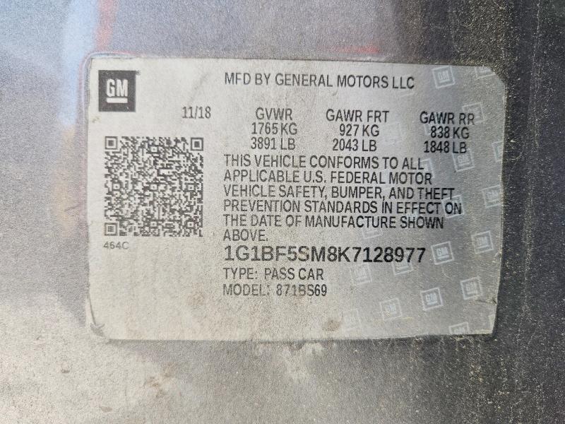 Aukcja sprzedaży 2019 Chevrolet Cruze, vin: 1G1BF5SM8K7128977, numer aukcji: 56364206