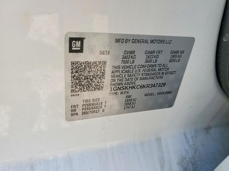 Продажа на аукционе авто 2019 Chevrolet Suburban, vin: 1GNSKHKC6KR347329, номер лота: 55853906