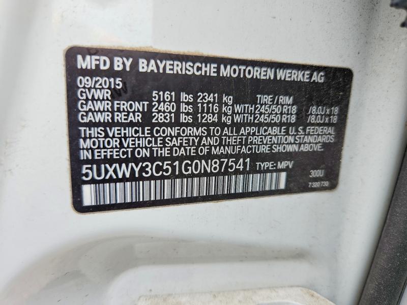 Auction sale of the 2016 Bmw X3, vin: 5UXWY3C51G0N87541, lot number: 56268046