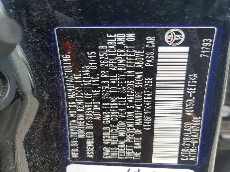 Продаж на аукціоні авто 2015 Toyota Camry, vin: 4T4BF1FK4FR471268, номер лоту: 58620036