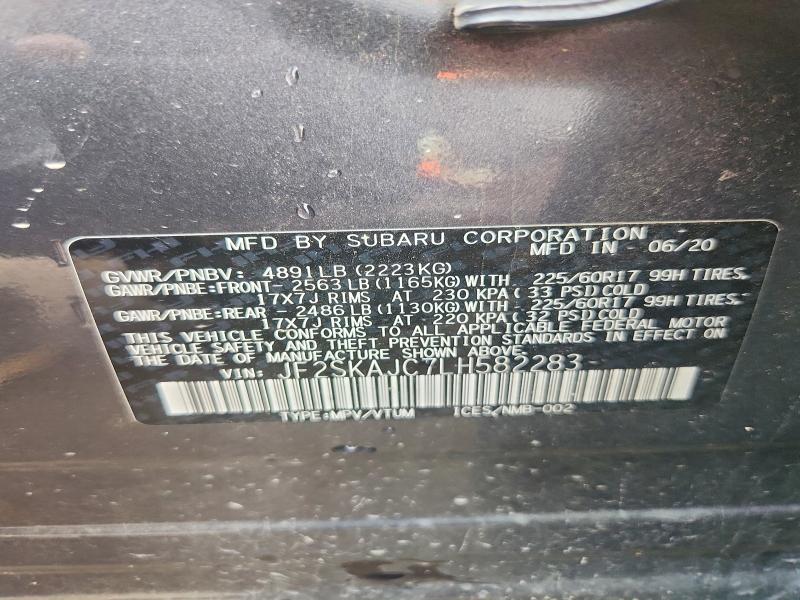 Продаж на аукціоні авто 2020 Subaru Forester, vin: JF2SKAJC7LH582283, номер лоту: 56136936