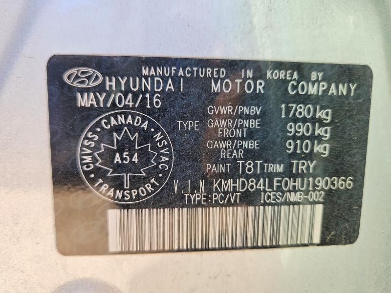 Продажа на аукционе авто 2017 Hyundai Elantra, vin: KMHD84LF0HU190366, номер лота: 55241076