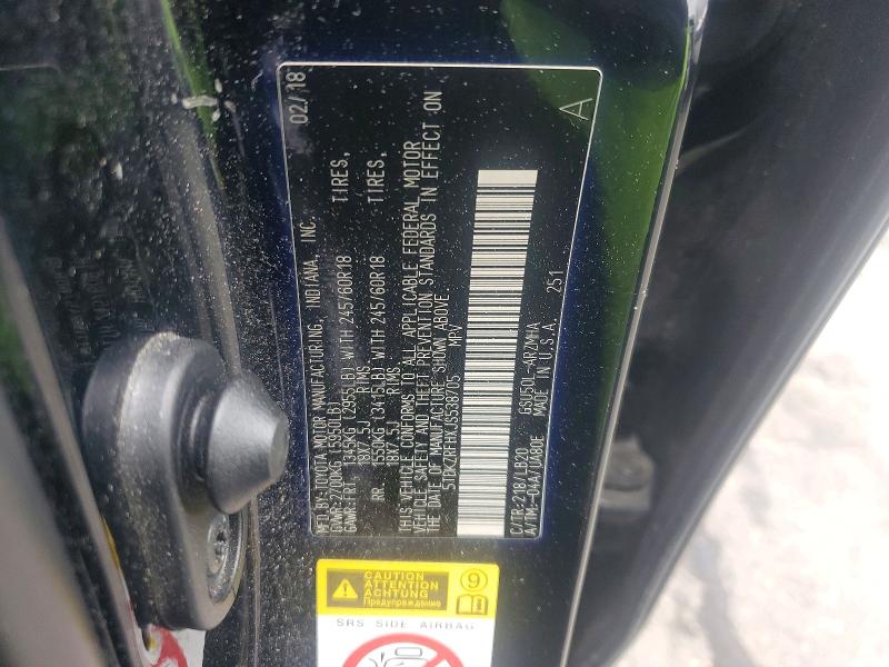 57370666 :رقم المزاد ، 5TDKZRFHXJS538705 vin ، 2018 Toyota Highlander مزاد بيع