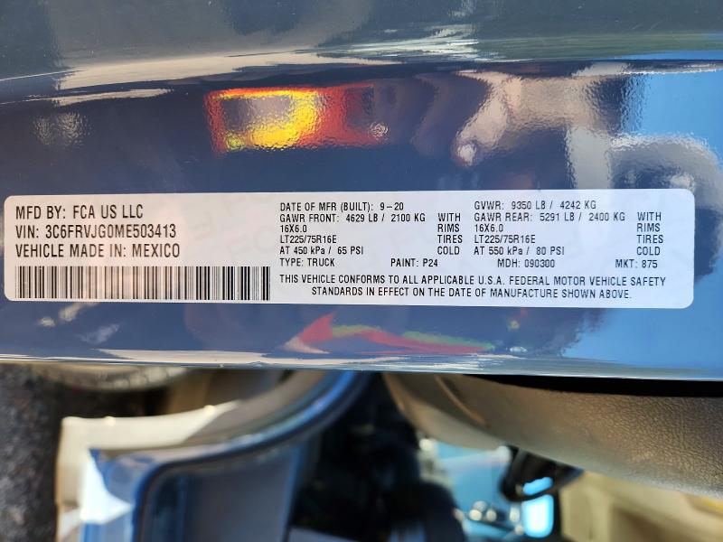 Auction sale of the 2021 Ram Promaster 3500, vin: 3C6FRVJG0ME503413, lot number: 57412076