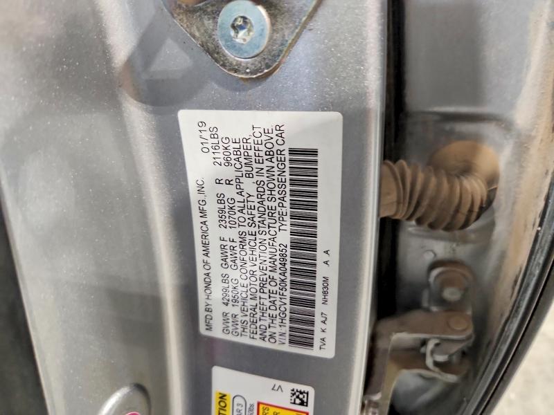 Продажа на аукционе авто 2019 Honda Accord, vin: 1HGCV1F50KA049852, номер лота: 55432106