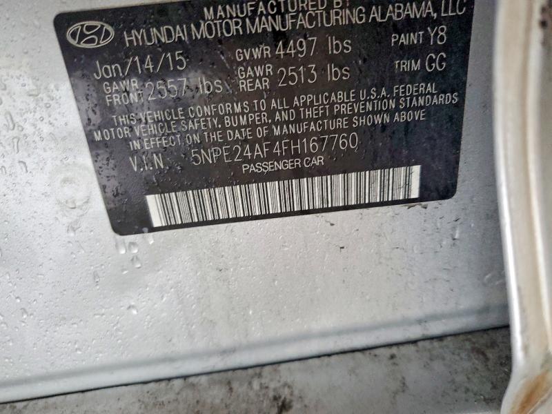 57167306 :رقم المزاد ، 5NPE24AF4FH167760 vin ، 2015 Hyundai Sonata مزاد بيع