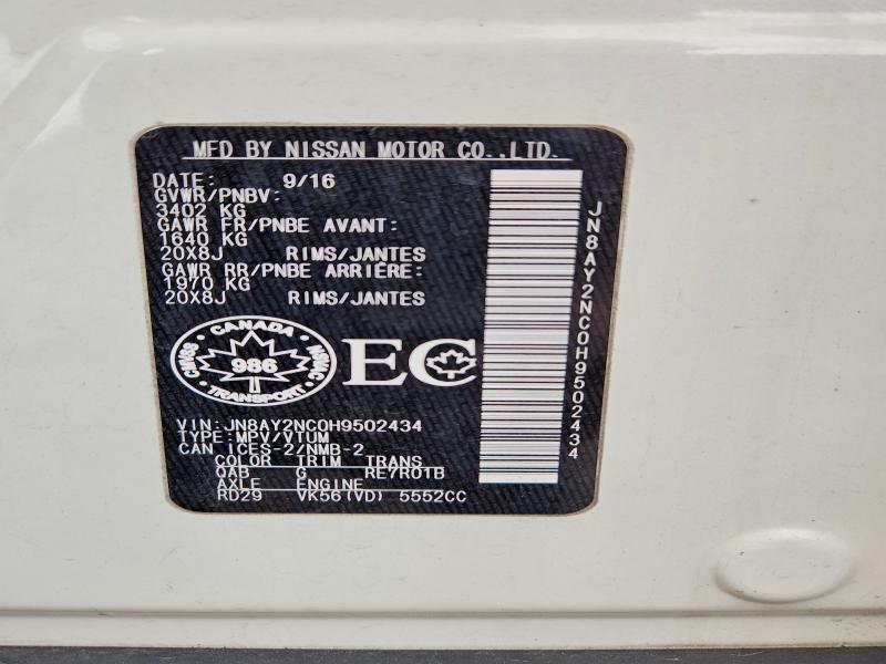 Aukcja sprzedaży 2017 Nissan Armada, vin: JN8AY2NC0H9502434, numer aukcji: 58820606