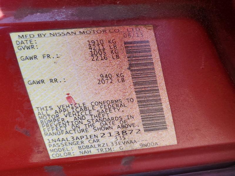 56247706 :رقم المزاد ، 1N4AL3AP1EN213872 vin ، 2014 Nissan Altima مزاد بيع