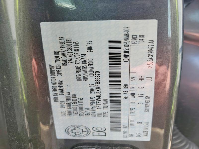 Продаж на аукціоні авто 2024 Ford F150, vin: 1FTFW4L8XRFB86870, номер лоту: 58411996