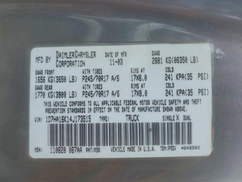 Продаж на аукціоні авто 2004 Dodge Ram 1500, vin: 1D7HA16K14J173515, номер лоту: 58042416