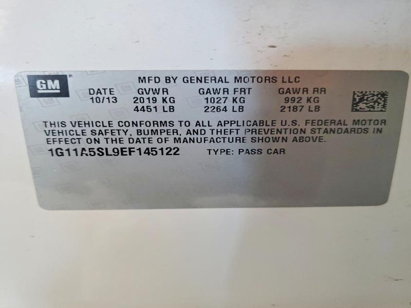 2014 Chevrolet Malibu მანქანა იყიდება აუქციონზე, vin: 1G11A5SL9EF145122, აუქციონის ნომერი: 57189676