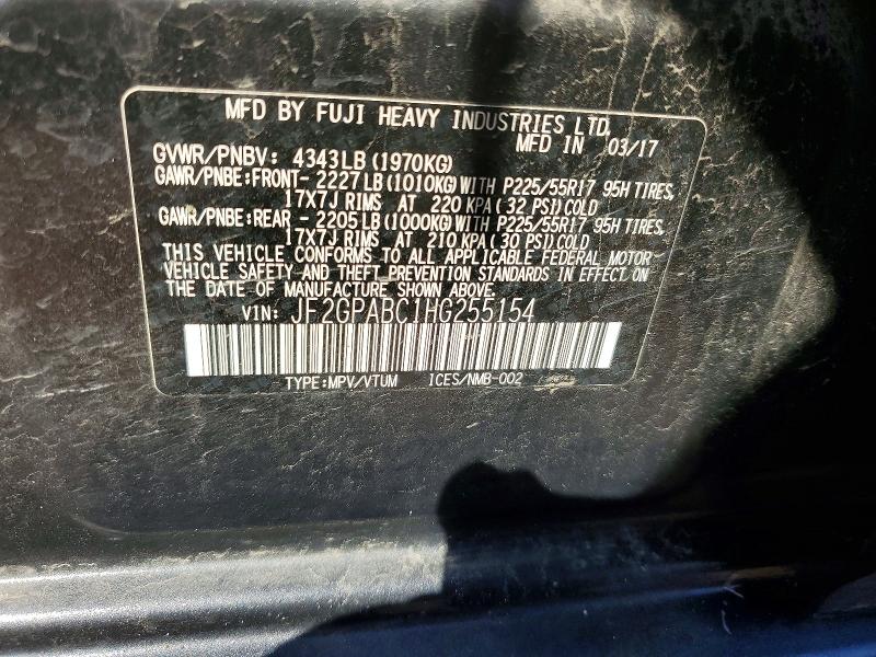 Продажа на аукционе авто 2017 Subaru Crosstrek, vin: JF2GPABC1HG255154, номер лота: 56864226