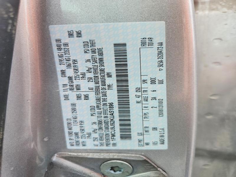 Продажа на аукционе авто 2019 Ford Escape, vin: 1FMCU9J92KUA51896, номер лота: 56453656