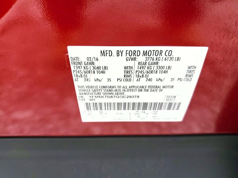 2016 Ford Explorer მანქანა იყიდება აუქციონზე, vin: 1FM5K7B87GGC29378, აუქციონის ნომერი: 56171426
