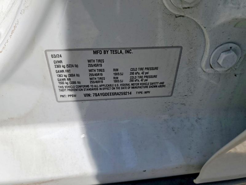 Продажа на аукционе авто 2024 Tesla Model Y, vin: 7SAYGDEE6RA259214, номер лота: 56935906