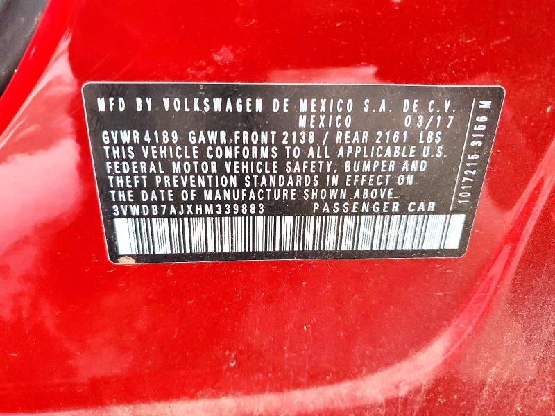 Продаж на аукціоні авто 2017 Volkswagen Jetta, vin: 3VWDB7AJXHM339883, номер лоту: 57424336