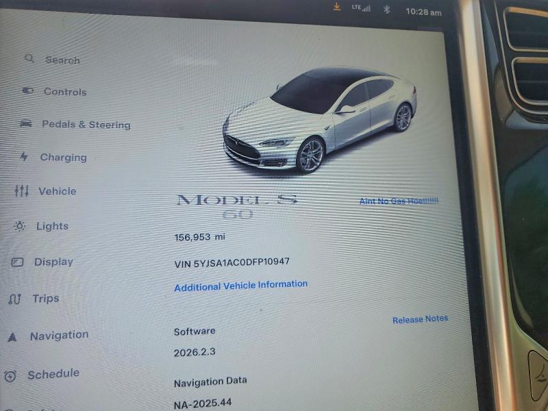 Продаж на аукціоні авто 2013 Tesla Model S, vin: 5YJSA1AC0DFP10947, номер лоту: 58296656