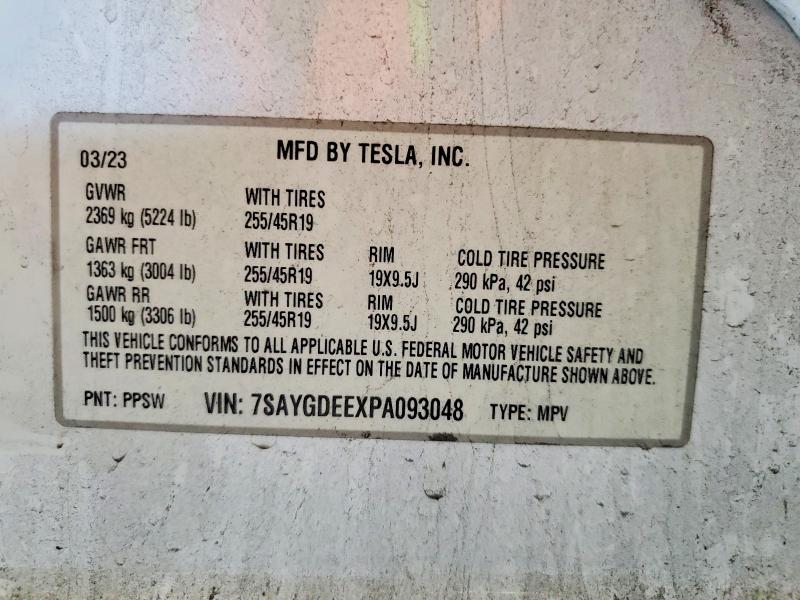 2023 Tesla Model Y მანქანა იყიდება აუქციონზე, vin: 7SAYGDEEXPA093048, აუქციონის ნომერი: 57592906