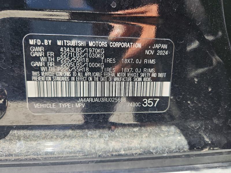 58361826 :رقم المزاد ، JA4ARUAU3RU025686 vin ، 2024 Mitsubishi Outlander Sport مزاد بيع