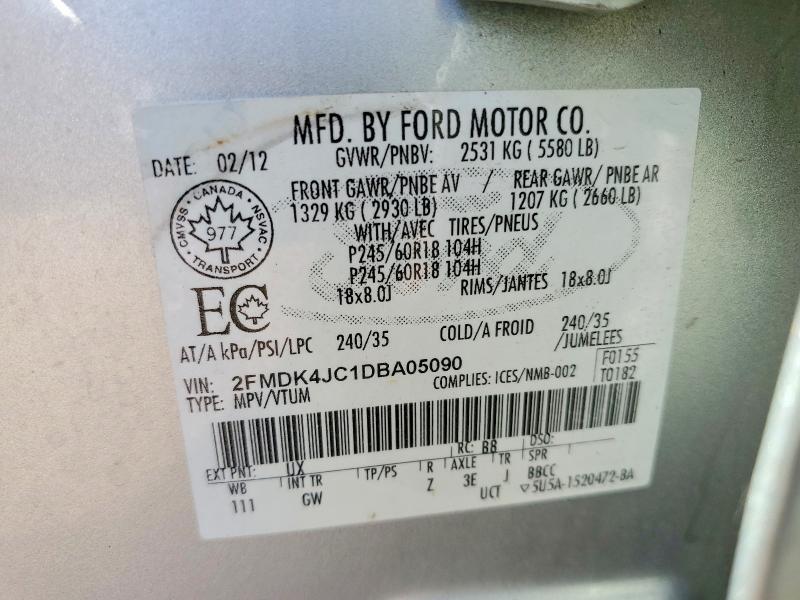 2013 Ford Edge მანქანა იყიდება აუქციონზე, vin: 2FMDK4JC1DBA05090, აუქციონის ნომერი: 56342466