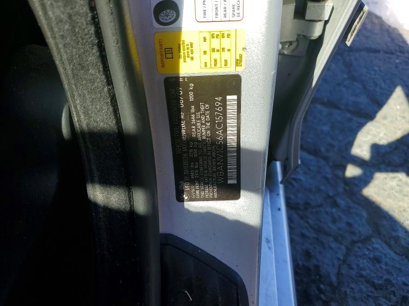 2010 Bmw 528 მანქანა იყიდება აუქციონზე, vin: WBANV1C56AC157694, აუქციონის ნომერი: 58405676