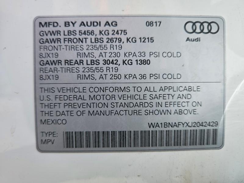55969906 :رقم المزاد ، WA1BNAFYXJ2042429 vin ، 2018 Audi Q5 مزاد بيع