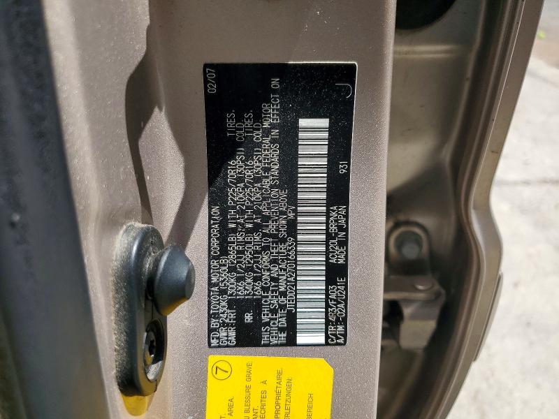 57665876 :رقم المزاد ، JTEDD21A270166339 vin ، 2007 Toyota Highlander مزاد بيع