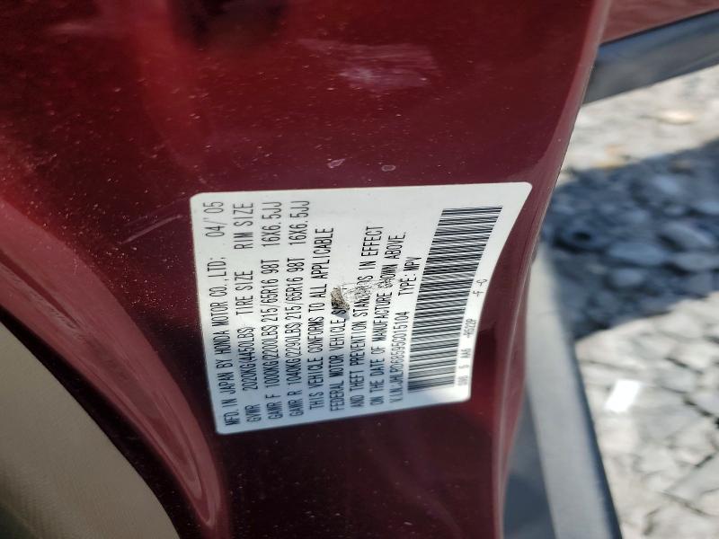 57231216 :رقم المزاد ، JHLRD68595C015104 vin ، 2005 Honda Cr-v مزاد بيع