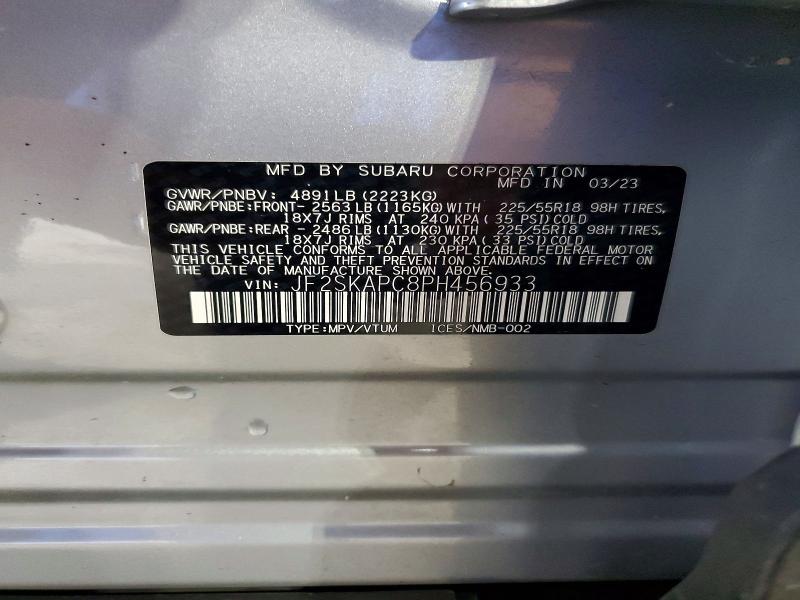 Aukcja sprzedaży 2023 Subaru Forester, vin: JF2SKAPC8PH456933, numer aukcji: 58503646