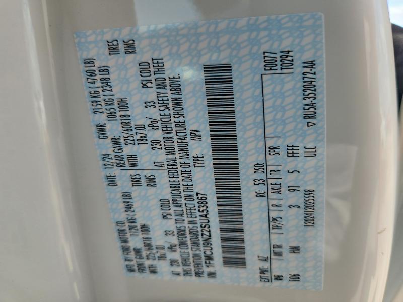 58503656 :رقم المزاد ، 1FMCU9NZ2SUA53867 vin ، 2025 Ford Escape مزاد بيع