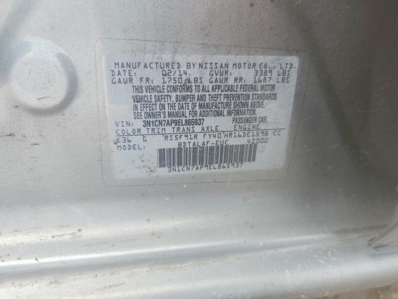 Aukcja sprzedaży 2014 Nissan Versa, vin: 3N1CN7AP9EL865937, numer aukcji: 56503396