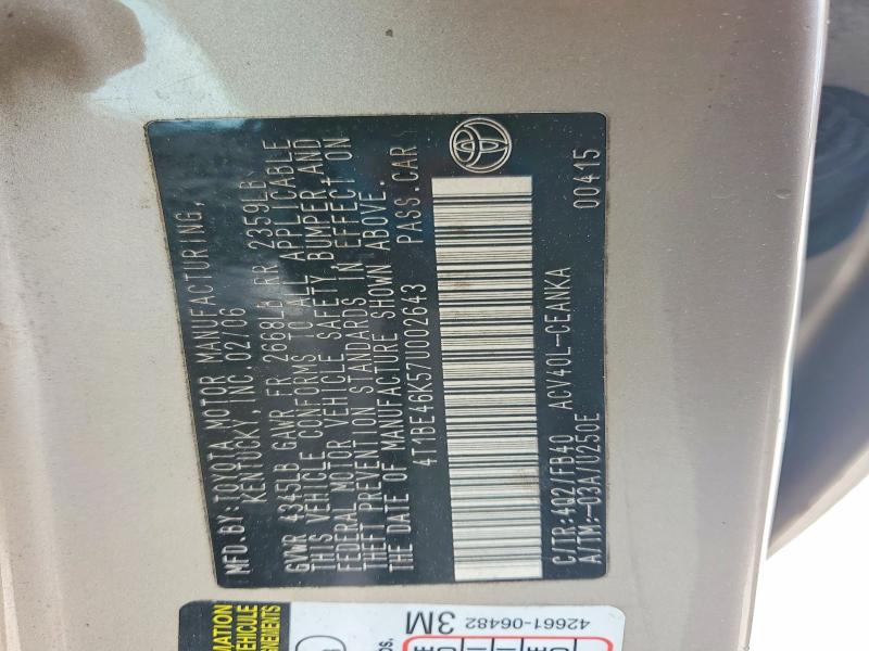 Aukcja sprzedaży 2007 Toyota Camry, vin: 4T1BE46K57U002643, numer aukcji: 57400066
