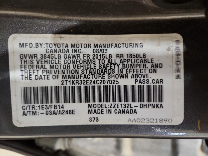 Aukcja sprzedaży 2004 Toyota Corolla Matrix, vin: 2T1KR32E24C207025, numer aukcji: 55474806
