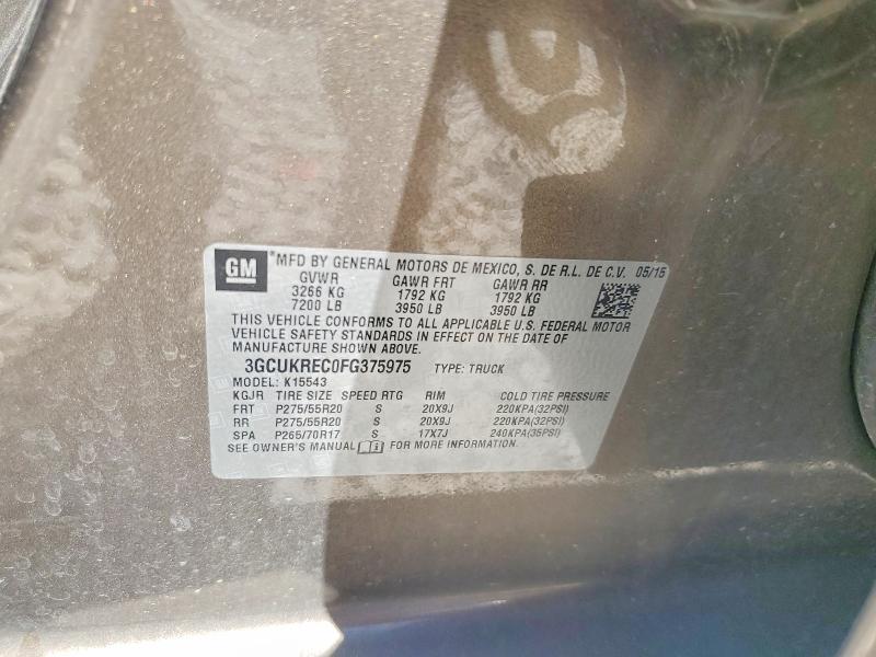 Продажа на аукционе авто 2015 Chevrolet Silverado, vin: 3GCUKREC0FG375975, номер лота: 55680696