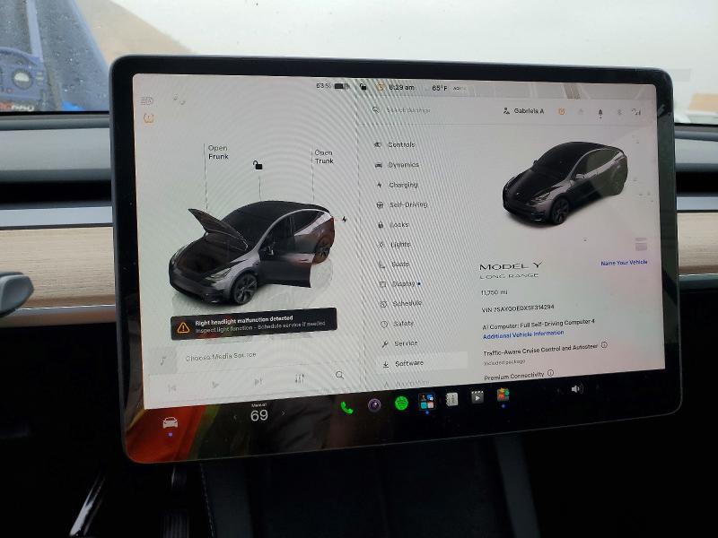 58719786 :رقم المزاد ، 7SAYGDEDXSF314294 vin ، 2025 Tesla Model Y مزاد بيع