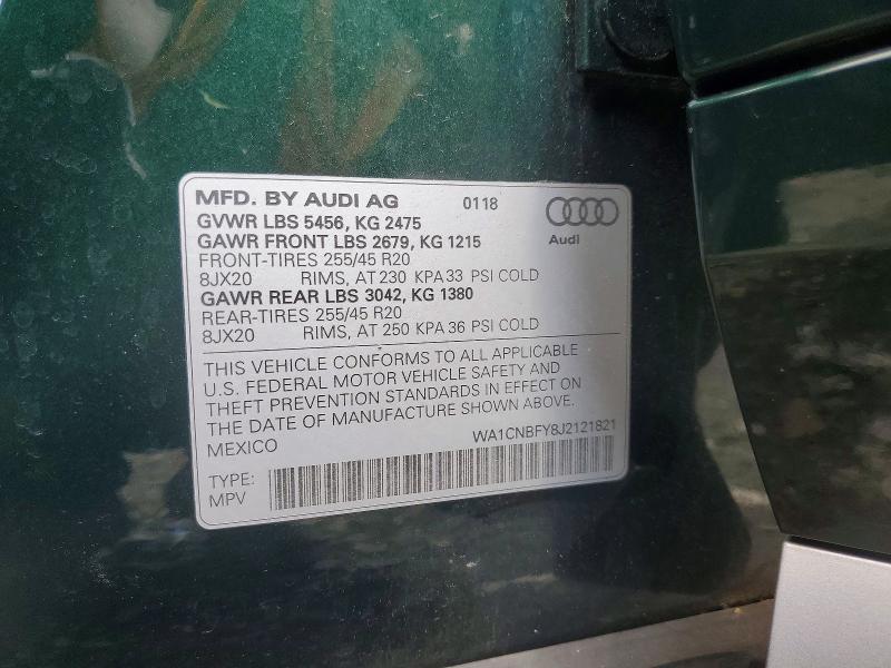 Продажа на аукционе авто 2018 Audi Q5, vin: WA1CNBFY8J2121821, номер лота: 58362056