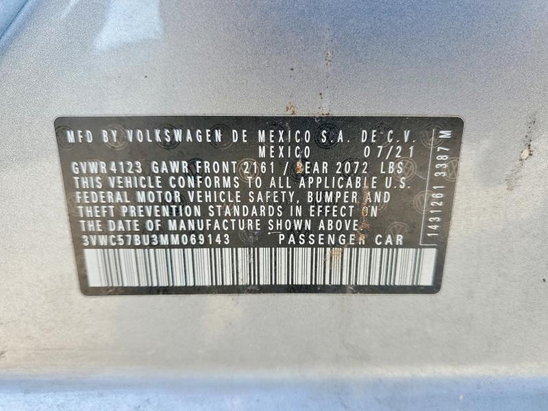 57755096 :رقم المزاد ، 3VWC57BU3MM069143 vin ، 2021 Volkswagen Jetta مزاد بيع