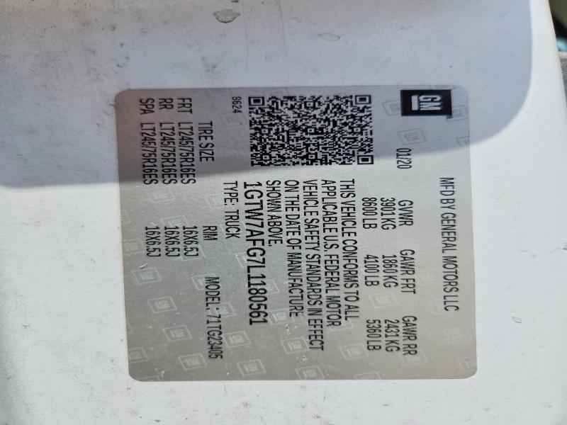 Aukcja sprzedaży 2020 Gmc Savana, vin: 1GTW7AFG7L1180561, numer aukcji: 56437376