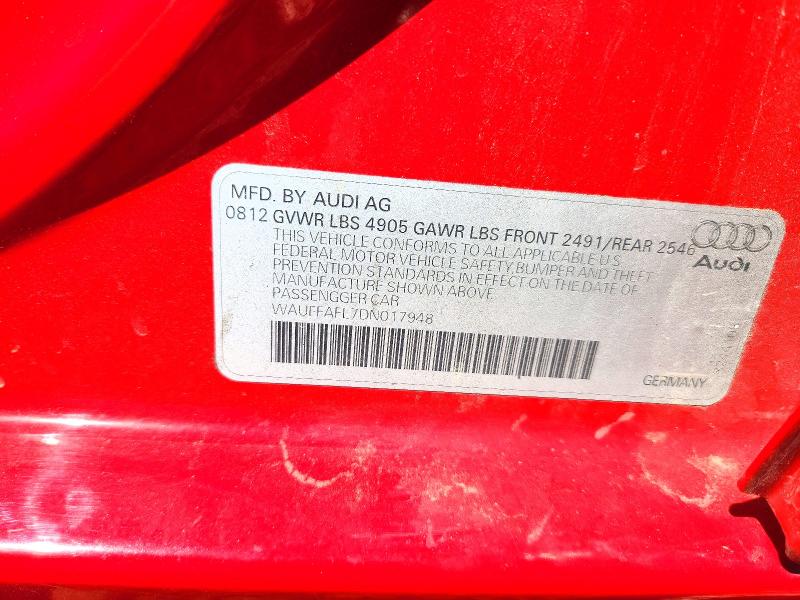 2013 Audi A4 მანქანა იყიდება აუქციონზე, vin: WAUFFAFL7DN017948, აუქციონის ნომერი: 57071866