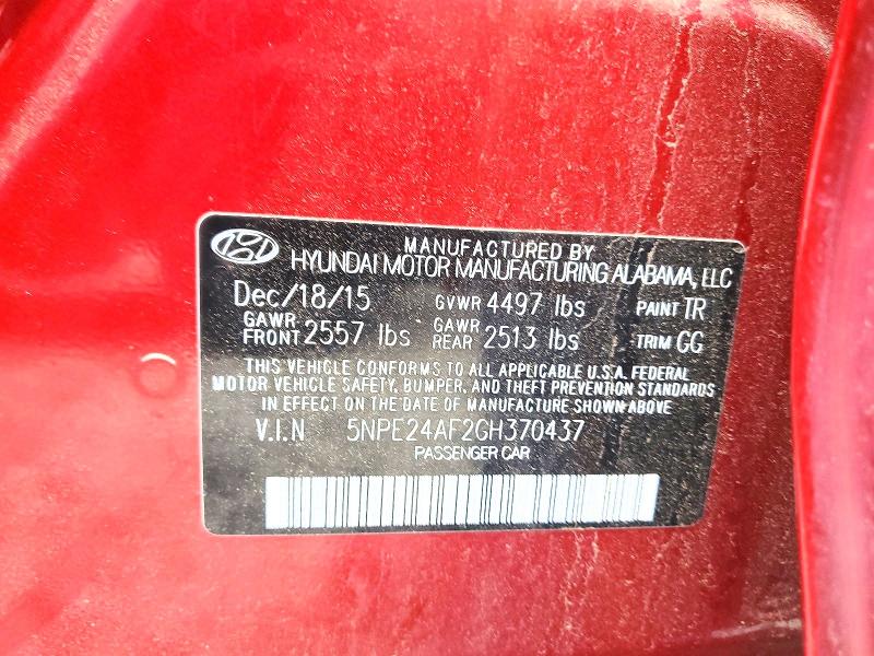 Продаж на аукціоні авто 2016 Hyundai Sonata, vin: 5NPE24AF2GH370437, номер лоту: 57516336