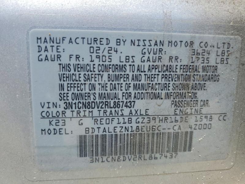 Aukcja sprzedaży 2024 Nissan Versa, vin: 3N1CN8DV2RL867437, numer aukcji: 58290196