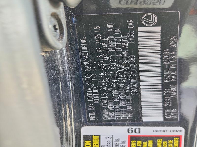 Продаж на аукціоні авто 2021 Lexus Es 350, vin: 58AGZ1B19MU106689, номер лоту: 57353046