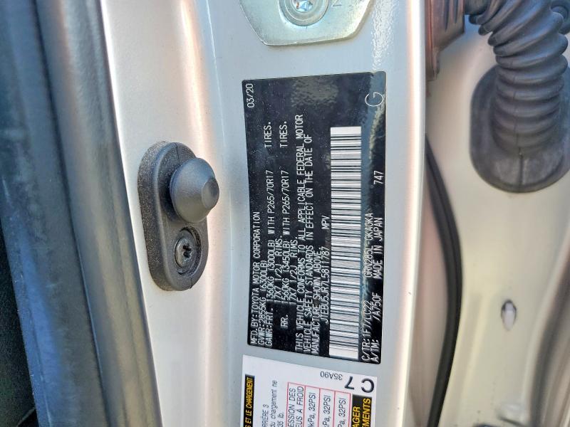 Продажа на аукционе авто 2020 Toyota 4runner, vin: JTEBU5JR7L5811787, номер лота: 58040826