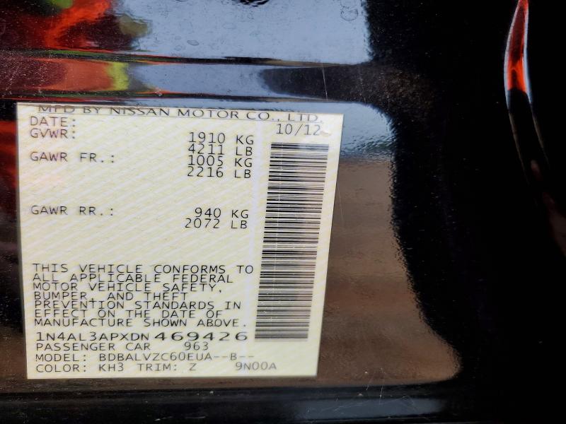 2013 Nissan Altima მანქანა იყიდება აუქციონზე, vin: 1N4AL3APXDN469426, აუქციონის ნომერი: 55200116