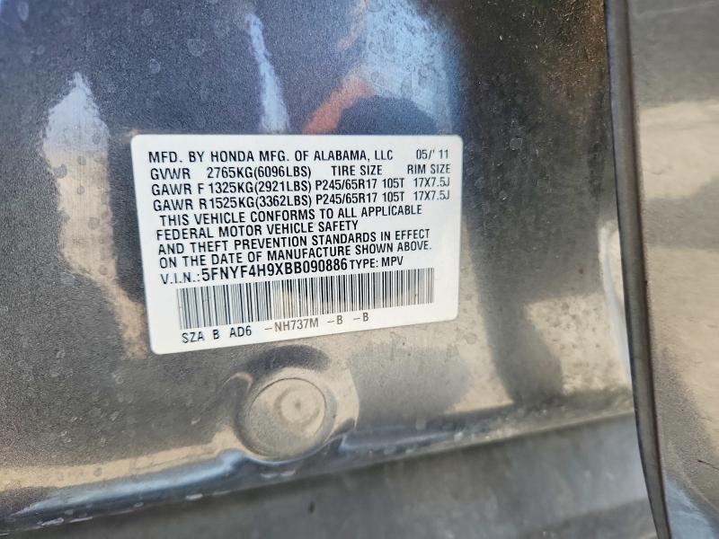 Aukcja sprzedaży 2011 Honda Pilot, vin: 5FNYF4H9XBB090886, numer aukcji: 85973925